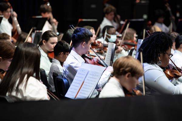 Students performing at the 2023-2024 All County Orchestra Concert